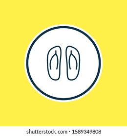 Vector illustration of flip flops icon line. Beautiful maritime element also can be used as beach sandal icon element.