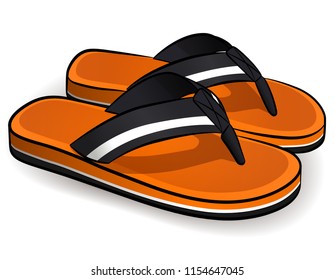Vector illustration of flip flops orange design