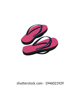 Vector illustration of flip flops sandals art side view. Vacation at sea, beach and beach shoes, adventure and travel