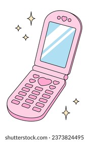 vector illustration of a flip phone on white for banners, cards, flyers, social media wallpapers, etc.