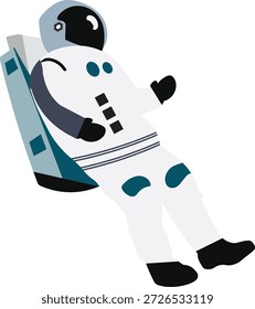 Ilustração vetorial de um astronauta flutuante em um traje espacial branco com detalhes azuis e pretos