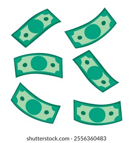 vector illustration of floating green dollar bills