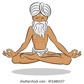 vector illustration of a floating and meditating yogi