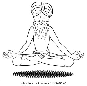 vector illustration of a floating and meditating yogi