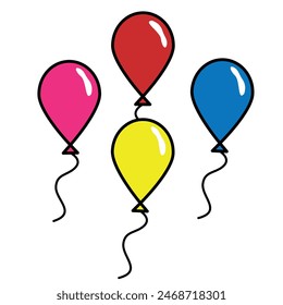 Vector illustration of floating party balloons, colorful party balloons.