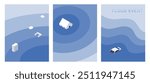 Vector illustration of a flooded house, house, car, furniture showing flooding icons. natural flood disaster icon