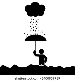  vector illustration of flooding due to heavy rain