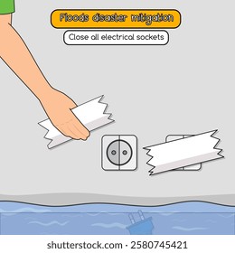 Vector Illustration of Floods disaster mitigation