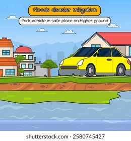 Vector Illustration of Floods disaster mitigation