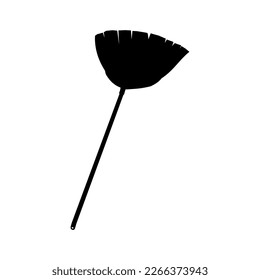 Vector illustration of Floor Broom or Palm Fiber Broom silhouette. Popular household cleaning tool in trendy flat cartoon design style. Perfect for design material content.