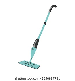 Vector illustration of floor cleaning mop tool in flat style. Modern household equipment for cleaning, mopping and washing surfaces.