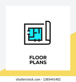 VECTOR ILLUSTRATION OF FLOOR PLANS LINE ICON SET