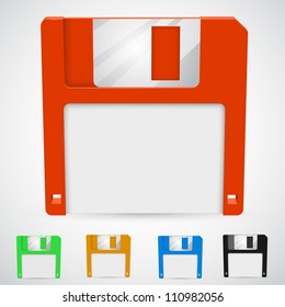 Vector illustration of a floppy disk in colors