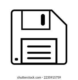vector illustration of floppy disk linear icon on white background