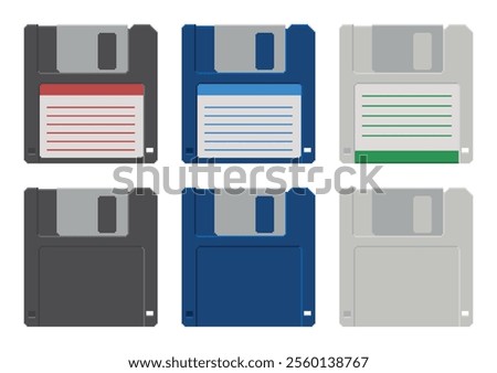 Vector illustration of floppy disks in pixel art