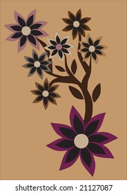Vector illustration of floral abstract retro background. Includes flowers in the different colours and sizes.