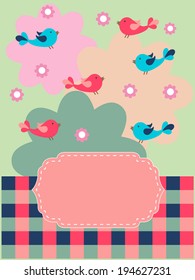 Vector illustration of floral background with birds