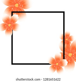 Vector illustration of floral background and black frame. Useful for flyers, brochure, invitation, posters, Birthday cards
