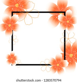 Vector illustration of floral background and black frame. Useful for flyers, brochure, invitation, posters.