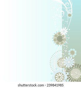 Vector illustration of a floral background in blue