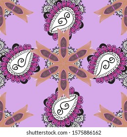Vector illustration. Floral background. Flowers wallpaper. In cute textile style on neutral, pink and white colors. Colorful seamless pattern.