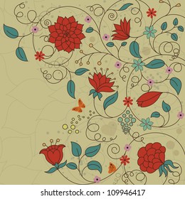 Ilustración vectorial del fondo floral hecho en estilo retro