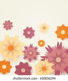 Vector Illustration of a Floral Background with Paper Flowers
