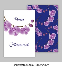 Vector illustration. Floral background with place for your text. Flowers orchids. Invitation Card - wedding, birthday, party, baby shower, Mother's Day, Valentine's Day.