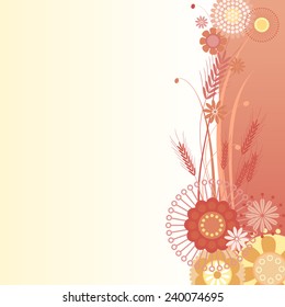 Vector illustration of a floral  background in red