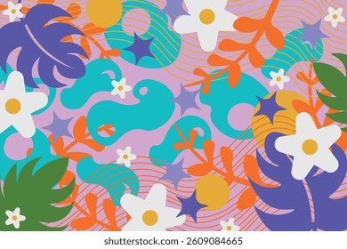 Vector illustration. Floral background, summer, banner, postcard, cover. Modern design.