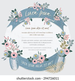 Vector illustration of floral borders . A beautiful ribbons with flowers and branches for wedding invitations and cards
