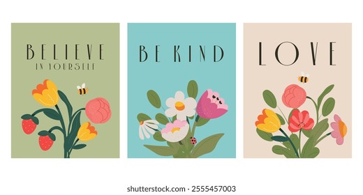 Vector illustration. Floral cards, posters, banners, covers. Modern design. Holidays.