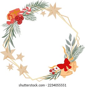 Vector illustration floral christmast badge collection in watercolor style