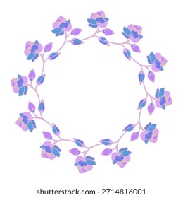 Vektorgrafik des floralen Kreisrahmens. Zartes Federdesign, Blumenkranz perfekt für Grußkarten, Hochzeitseinladungen und Prints.