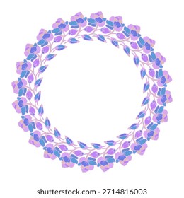 Vektorgrafik des floralen Kreisrahmens. Zartes Federdesign, Blumenkranz perfekt für Grußkarten, Hochzeitseinladungen und Prints.