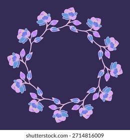 Vektorgrafik des floralen Kreisrahmens. Zartes Federdesign, Blumenkranz perfekt für Grußkarten, Hochzeitseinladungen und Prints.