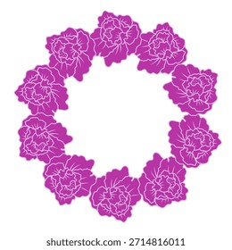Ilustración vectorial de marco circular floral. Tierno diseño de primavera, corona floral perfecta para tarjetas de felicitación, invitaciones de boda y estampados.