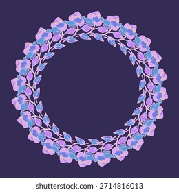 Vektorgrafik des floralen Kreisrahmens. Zartes Federdesign, Blumenkranz perfekt für Grußkarten, Hochzeitseinladungen und Prints.
