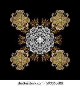 Vector illustration. Floral classic texture. Gold template. Royal retro background. Golden elements. Design vintage for card, wallpaper, wrapping, textile.