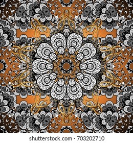  Vektorillustration. Blumenklassische Textur. Nahtlose Muster goldener Elemente. Goldvorlage. Design Vintage für Karte, Tapete, Verpackung, Textilien. Royal Retro Hintergrund.