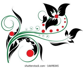 Vector illustration of Floral curl silhouette