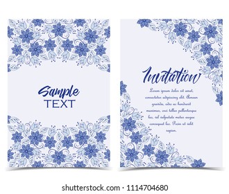 Vector illustration of floral decoration. Flower pattern. Set of greeting cards