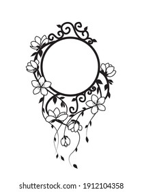 Vector illustration of floral decoration with flowers, hand drawn, natural background