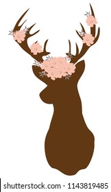 vector illustration of a floral deer silhouette. abstract floral design.