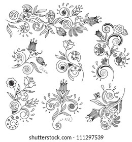 Ilustración vectorial de elementos de diseño floral
