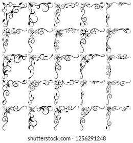 Vector Illustration. Floral design elements corners set. 
