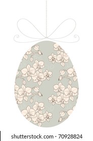 Vector illustration of floral Easter egg on ribbon