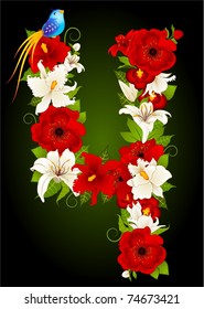 Vector illustration of floral four symbol