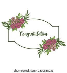 Vector illustration floral frame beauty for write congratulation hand drawn