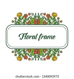 Vector illustration floral frame with colorful flower hand drawn